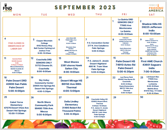 Sept FIND Food Calendar